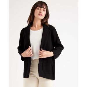 Quince Black Open-Front Knit Blazer